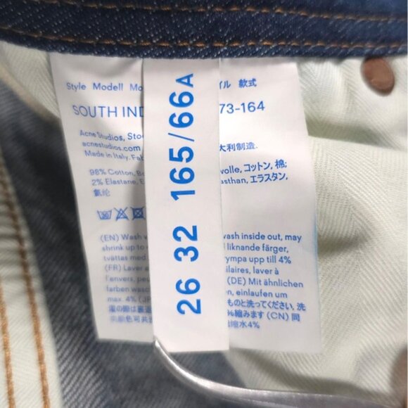 Acne Studios ITALY🇮🇹MADE Bla Konst SOUTH INDIGO, 30L173-164 Jeans Size 26 - Picture 13 of 13